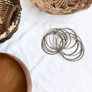 Set of Silver Bangle Bracelets Stacking GUC